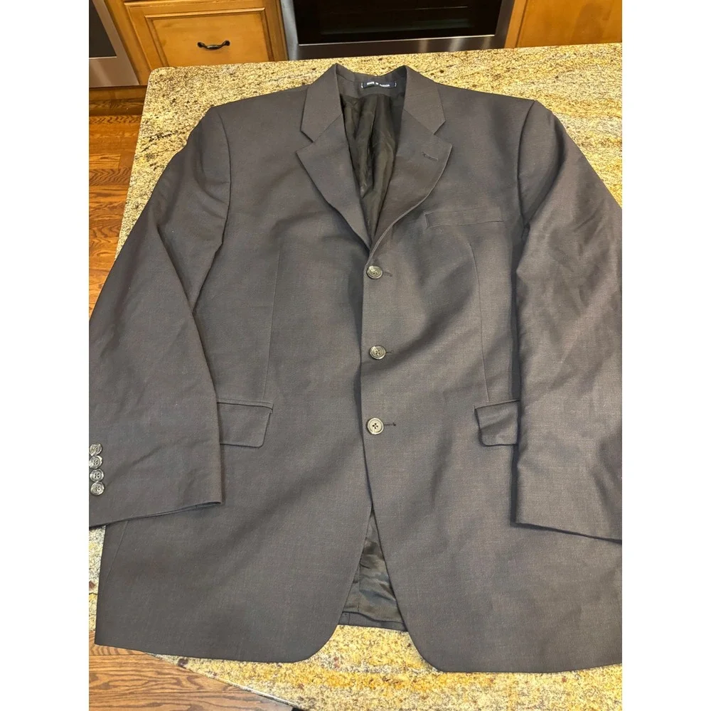 Ralph Lauren Mens 44R Wool Blazer Charcoal Grey‎ 3 Button Sport Coat Canada Made
